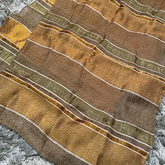 FENDI - Silk Brown Scarf - Picture 3 of 6